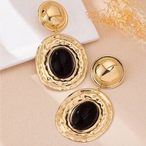 Elegant Gold and Black Dangle Earrings